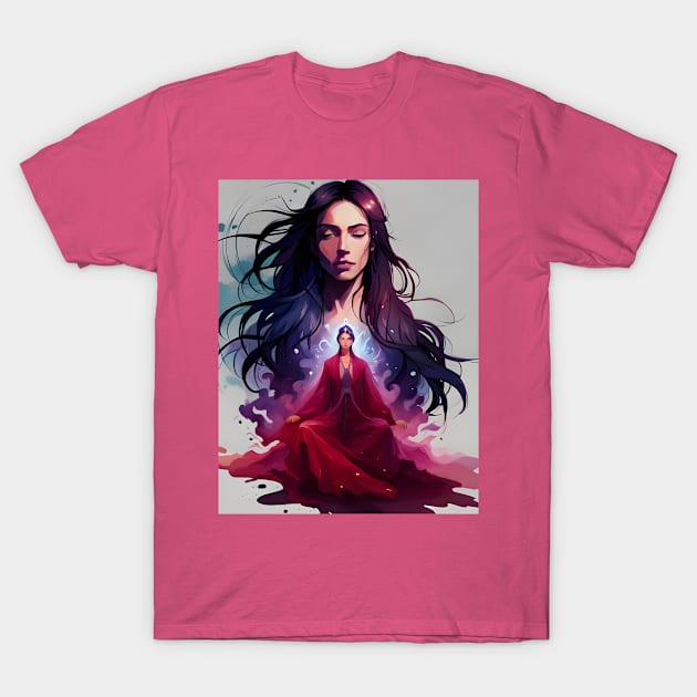 Discover Your Inner Strength: A Captivating Portrait of Meditation T-Shirt by Christine aka stine1